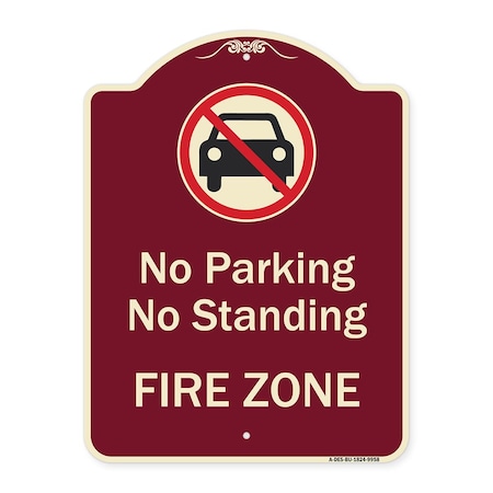 Signmission Designer Series-No Parking Or Standing Fire Zone With Graphic, 24" x 18", BU-1824-9958 A-DES-BU-1824-9958